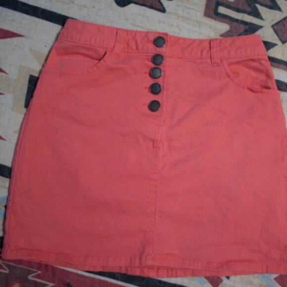 Copper Key Pink Denim Skirt - Picture 1 of 4